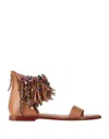 Emanuélle Vee Woman Sandals Tan Size 7 Soft Leather In Brown