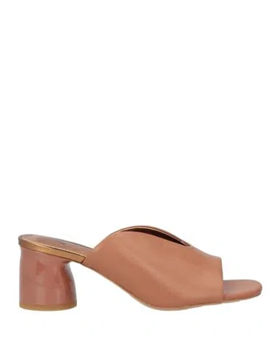 Emanuélle Vee Woman Sandals Tan Size 8 Leather In Brown