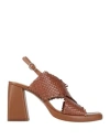Emanuélle Vee Woman Sandals Tan Size 6 Leather In Brown
