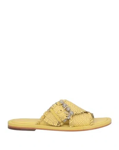 Emanuélle Vee Woman Sandals Yellow Size 8 Soft Leather