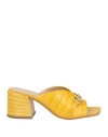Emanuélle Vee Woman Sandals Yellow Size 7 Soft Leather In Yellow
