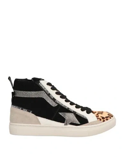 Emanuélle Vee Woman Sneakers Beige Size 6 Leather, Textile Fibers In Black