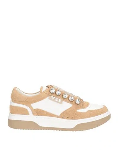 Emanuélle Vee Woman Sneakers Beige Size 8 Leather In Neutral