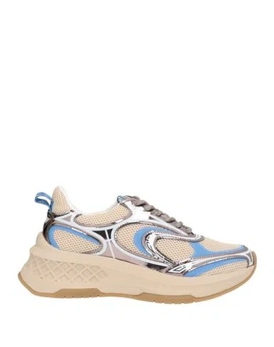 Emanuélle Vee Woman Sneakers Beige Size 8 Leather, Textile Fibers In Multi