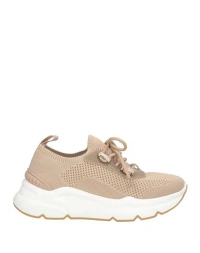 Emanuélle Vee Woman Sneakers Beige Size 8 Textile Fibers, Leather In Neutral