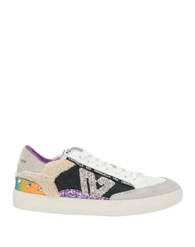 Emanuélle Vee Woman Sneakers Black Size 8 Leather In White