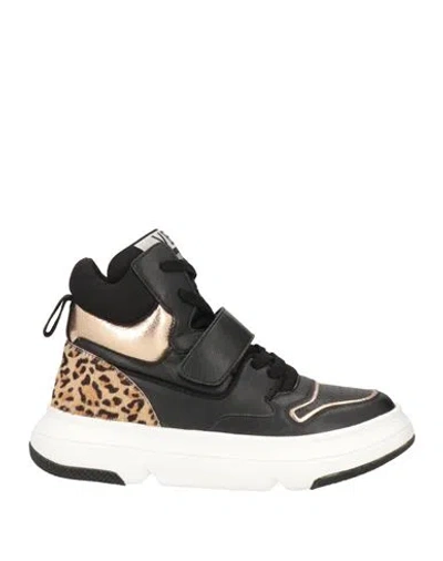 EMANUÉLLE VEE EMANUÉLLE VEE WOMAN SNEAKERS BLACK SIZE 7 LEATHER, TEXTILE FIBERS
