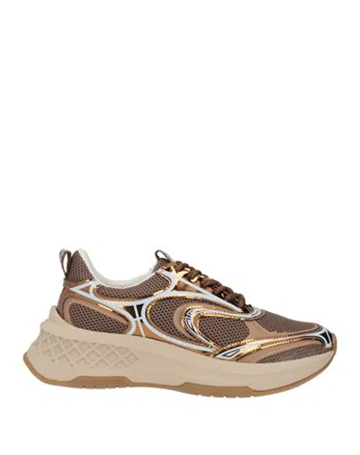 Emanuélle Vee Woman Sneakers Bronze Size 11 Textile Fibers In Brown