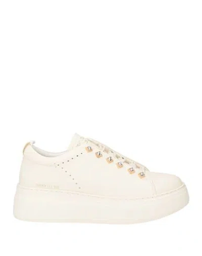 Emanuélle Vee Woman Sneakers Cream Size 9 Leather, Synthetic Material In White