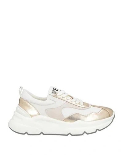 Emanuélle Vee Woman Sneakers Gold Size 8 Leather, Textile Fibers