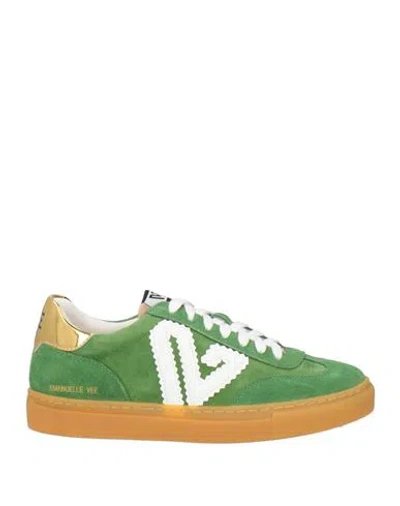 Emanuélle Vee Woman Sneakers Green Size 5 Leather In Multi