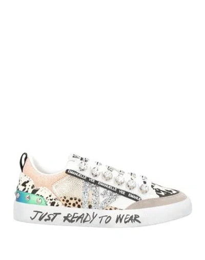 Emanuélle Vee Woman Sneakers Ivory Size 8 Leather, Textile Fibers In White