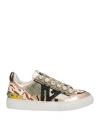 Emanuélle Vee Woman Sneakers Khaki Size 8 Leather, Textile Fibers In Sand
