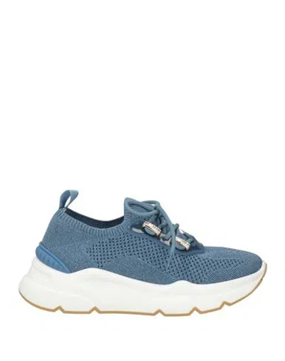 Emanuélle Vee Woman Sneakers Light Blue Size 10 Textile Fibers, Leather