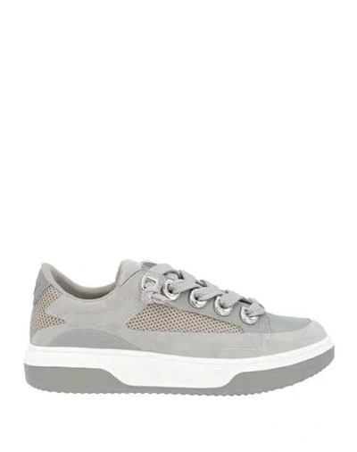 Emanuélle Vee Woman Sneakers Light Grey Size 8 Leather, Textile Fibers In Multi