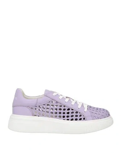 Emanuélle Vee Woman Sneakers Lilac Size 8 Leather In Purple