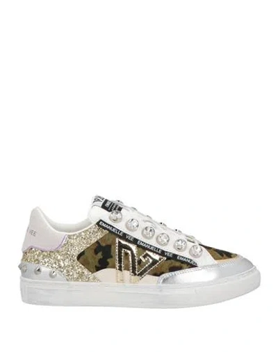 Emanuélle Vee Woman Sneakers Military Green Size 6 Leather, Textile Fibers