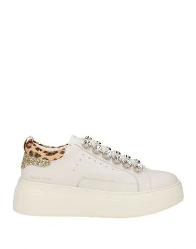 Emanuélle Vee Woman Sneakers Off White Size 11 Leather, Synthetic Material