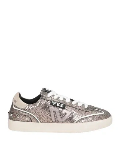Emanuélle Vee Woman Sneakers Platinum Size 8 Leather In Gray