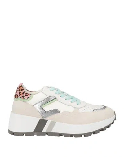 Emanuélle Vee Woman Sneakers White Size 10 Leather, Textile Fibers