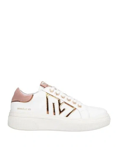 Emanuélle Vee Woman Sneakers White Size 8 Leather, Synthetisches Material
