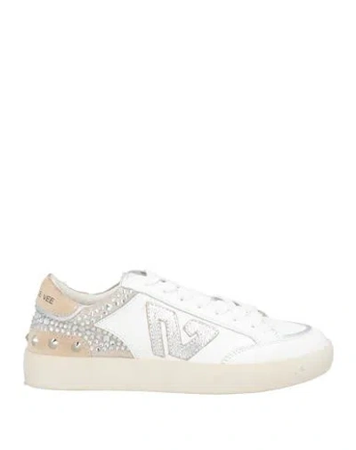 Emanuélle Vee Woman Sneakers White Size 9 Leather, Textile Fibers