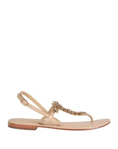 Emanuélle Vee Woman Thong Sandal Beige Size 11 Soft Leather