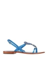 Emanuélle Vee Woman Thong Sandal Blue Size 5 Leather