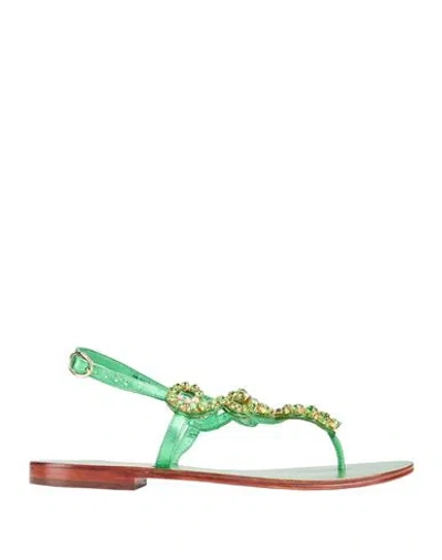 Emanuélle Vee Woman Thong Sandal Emerald Green Size 11 Leather