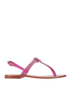 Emanuélle Vee Woman Thong Sandal Fuchsia Size 8 Leather, Textile Fibers In Pink