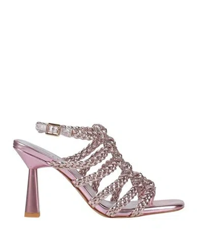 Emanuélle Vee Woman Thong Sandal Pink Size 6 Leather