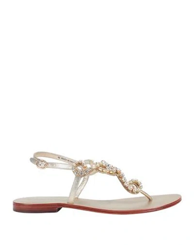 Emanuélle Vee Woman Thong Sandal Platinum Size 6 Leather In Grey