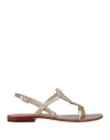 Emanuélle Vee Woman Thong Sandal Platinum Size 7 Leather In Grey