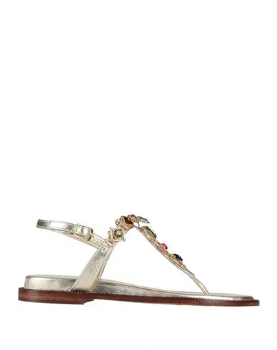 Emanuélle Vee Woman Thong Sandal Platinum Size 8 Leather In Silver