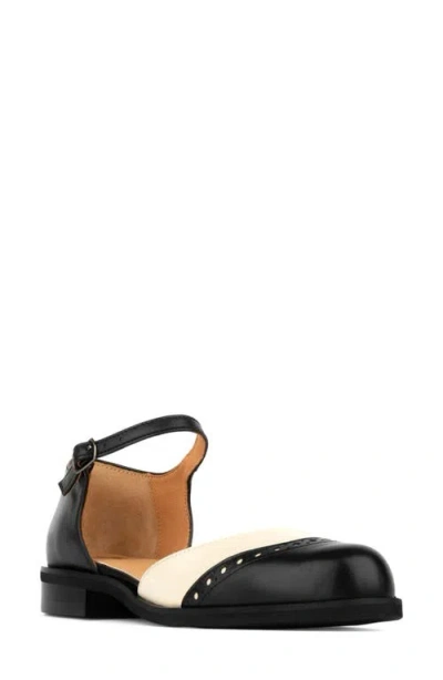 Embassy London Gigot Ankle Strap Flat In Black