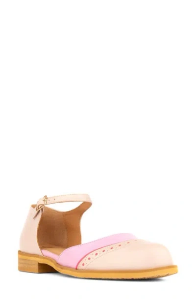 Embassy London Gigot Ankle Strap Flat In Pink