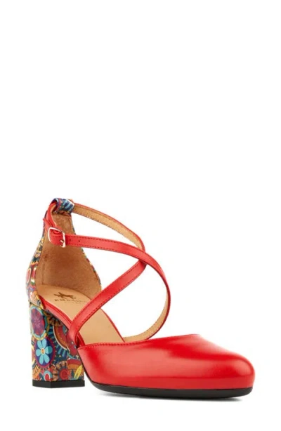 Embassy London Kylie Ankle Strap Pump In Medium Red