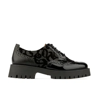 Embassy London Usa Artisan - Black Floral - Womens Oxford Shoes