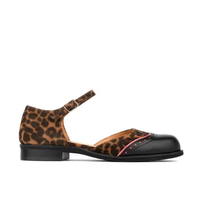 Embassy London Usa Black / Brown Gigot - Black & Leopard - Womens Designer Mary Jane Oxford In Black/brown