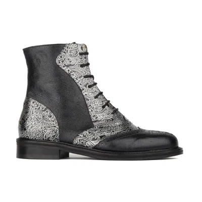 Embassy London Usa Black / Silver Brick Lane Boots - Black & Silver - Womens Ankle Boot In Black/silver