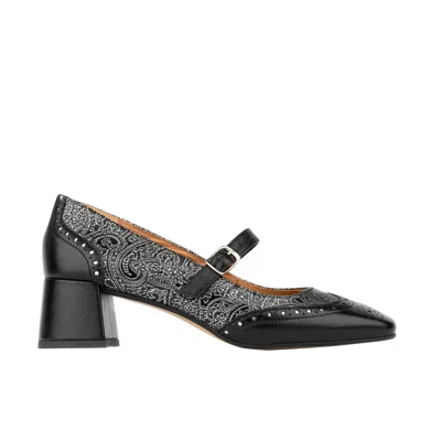 Embassy London Usa Black / Silver Mary Jane - Black Silver - Womens Designer Pumps Heels In Black/silver