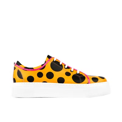 Embassy London Usa Black / Yellow / Orange Camila - Orange & Black Polka Dot - Womens Designer Sneakers In Black/yellow/orange