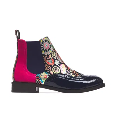 Embassy London Usa Blue / Pink / Purple Mamacita - Navy & Pink - Womens Ankle Boots In Blue/pink/purple