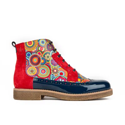 Embassy London Usa Blue / Red Hatter - 'signature' Red & Navy - Women's Ankle Boot In Blue/red