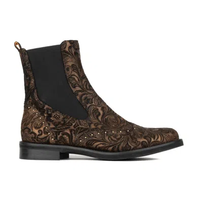 Embassy London Usa Brown Catherine - Burgundy Floral Emboss - Womens Ankle Boots