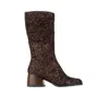 Embassy London Usa Brown Leticia - Burgundy Floral Emboss - Womens Tall Boots In Brown