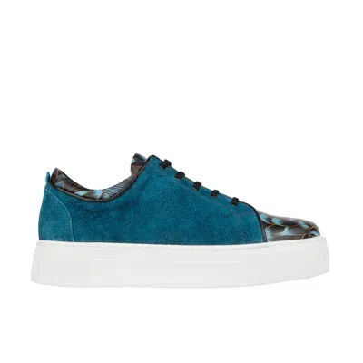 Embassy London Usa Camila - Blue & Blue Flowers - Womens Designer Sneakers