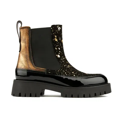 Embassy London Usa Gold / Black Bora - Black & Gold - Womens Ankle Boots In Gold/black
