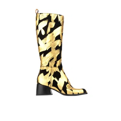 Embassy London Usa Gold / Black Gogo - Gold & Black - Womens Knee High Boots In Multi