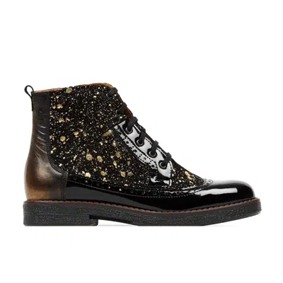 Embassy London Usa Gold / Black Hatter - Black Gold Drops - Womens Ankle Boots In Gold/black